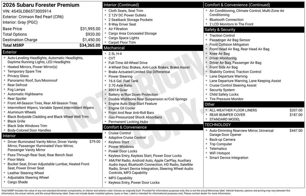 Certified 2026 Subaru Forester Premium AWD/4WD image 40