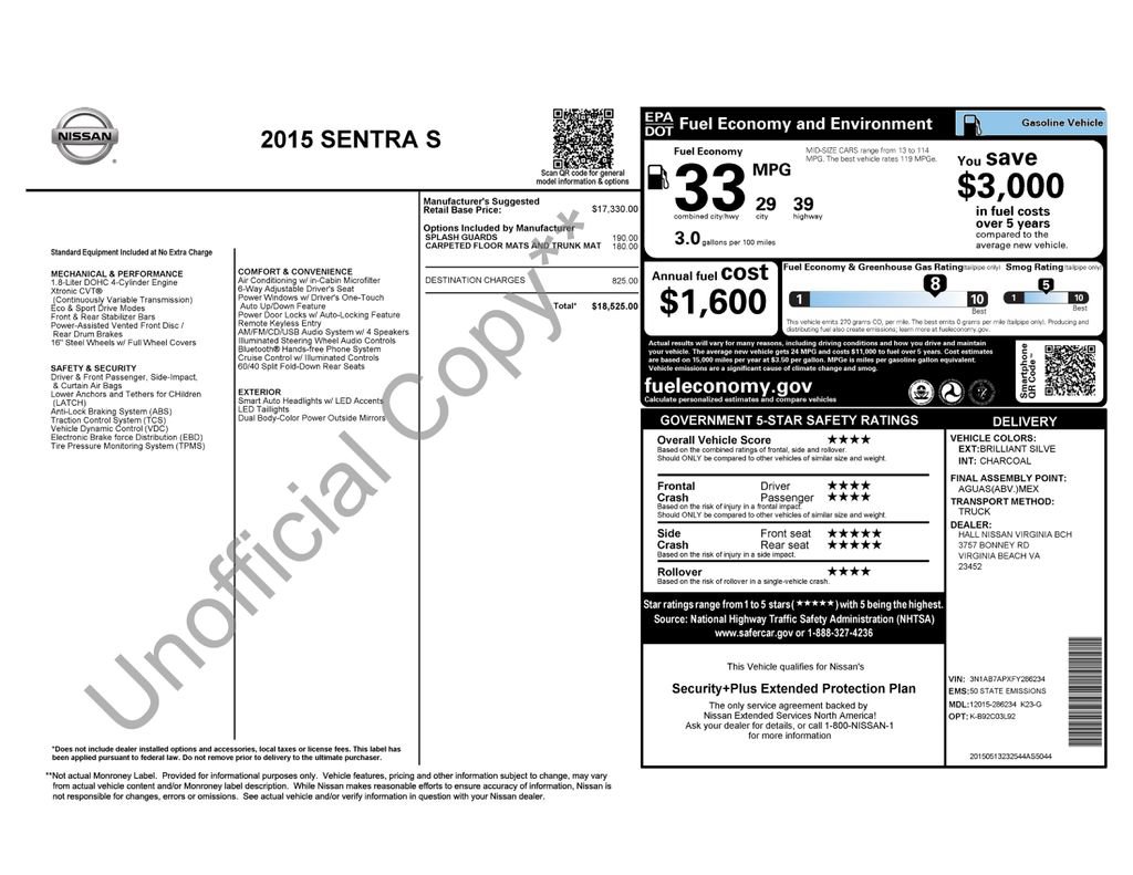 Used 2015 Nissan Sentra S FWD image 6