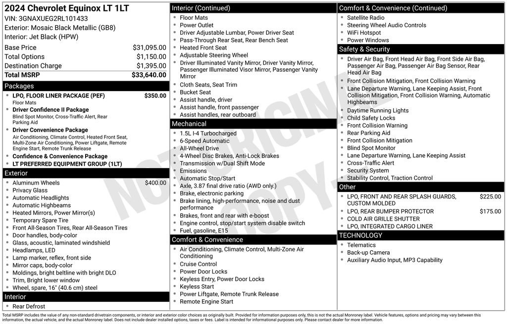 Certified 2024 Chevrolet Equinox LT w/ LPO, Floor Liner Package AWD/4WD image 10