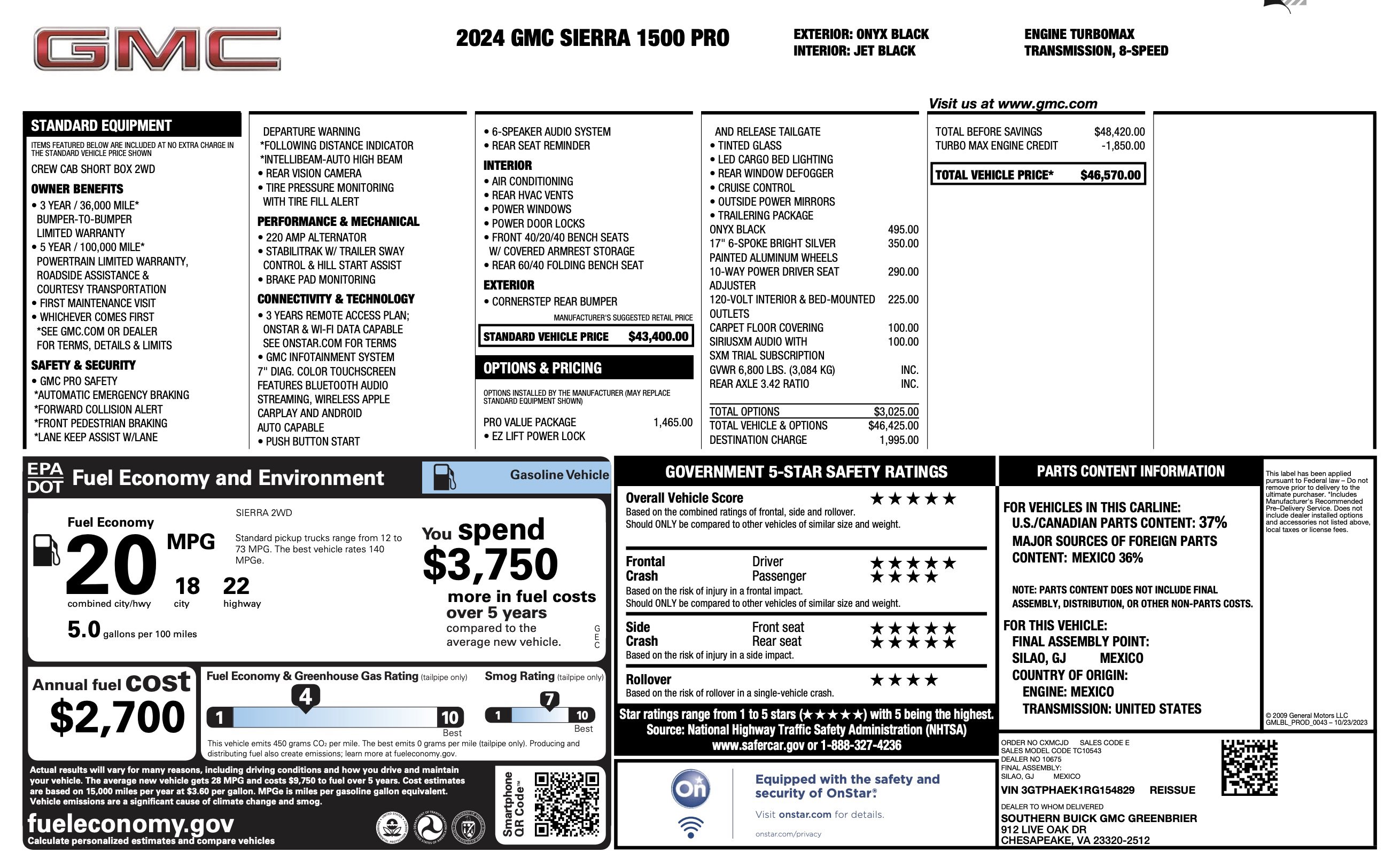Used 2024 GMC Sierra 1500 Pro w/ Pro Value Package RWD image 3