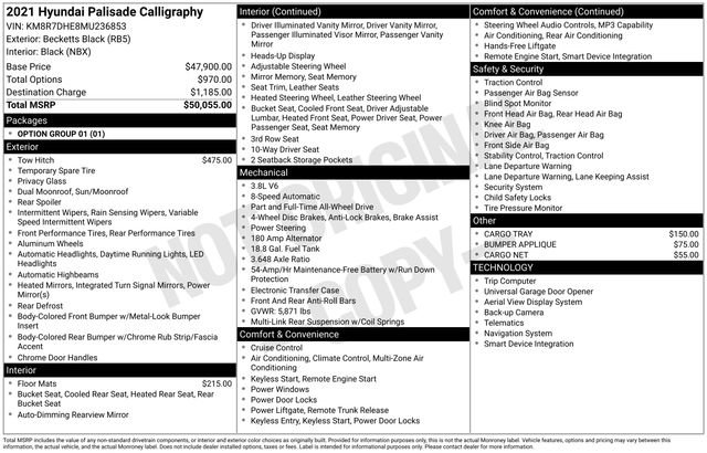 Used 2021 Hyundai Palisade Calligraphy image 3