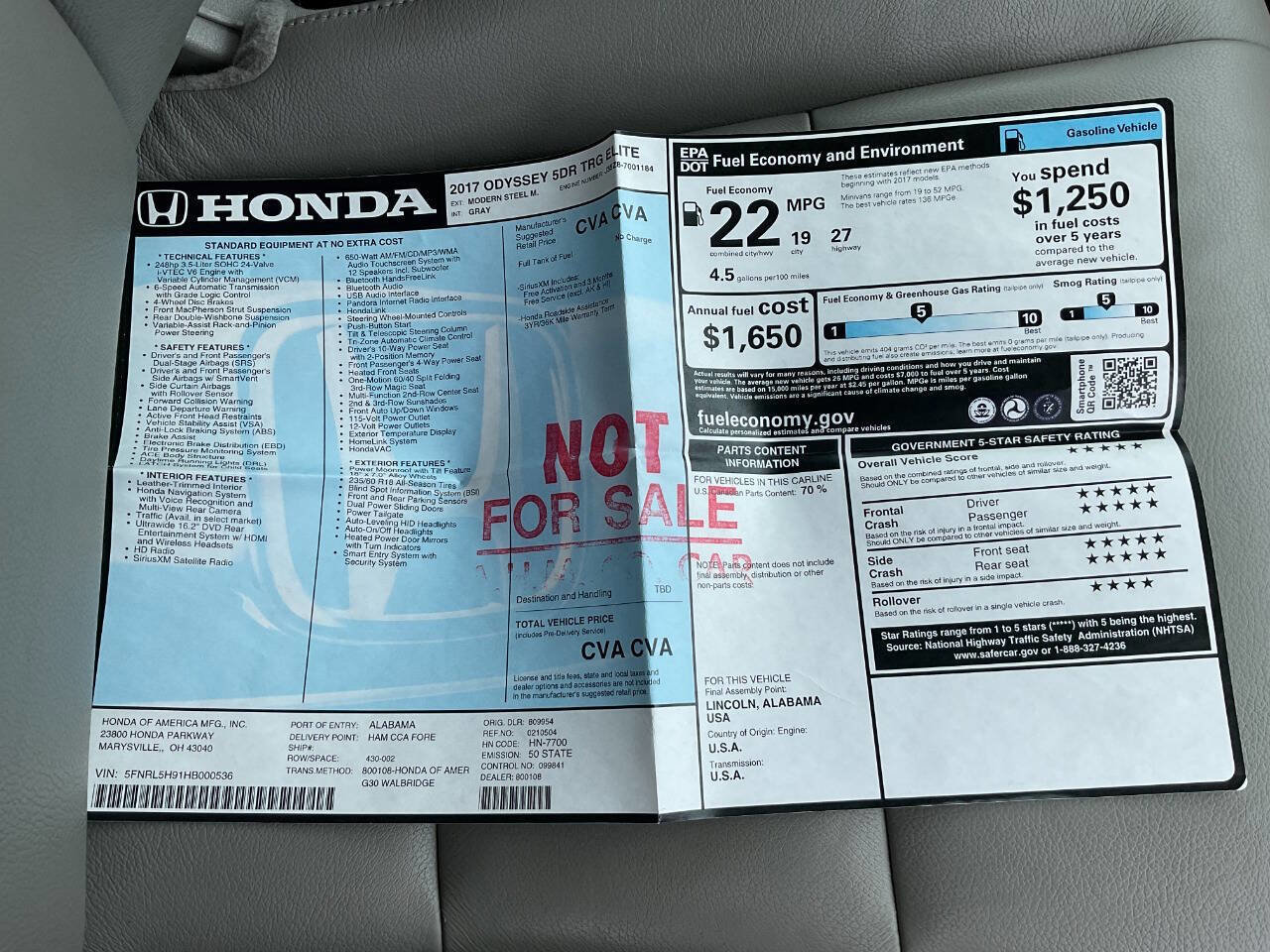 Used 2017 Honda Odyssey Touring Elite image 54