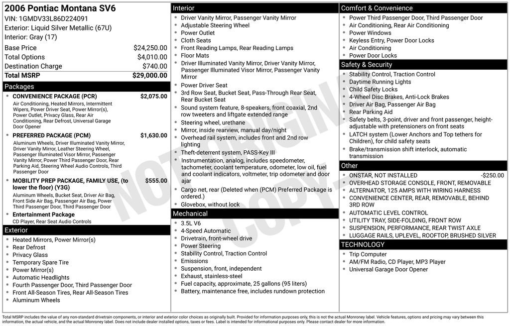 Used 2006 Pontiac Montana SV6 w/ Convenience Package image 34