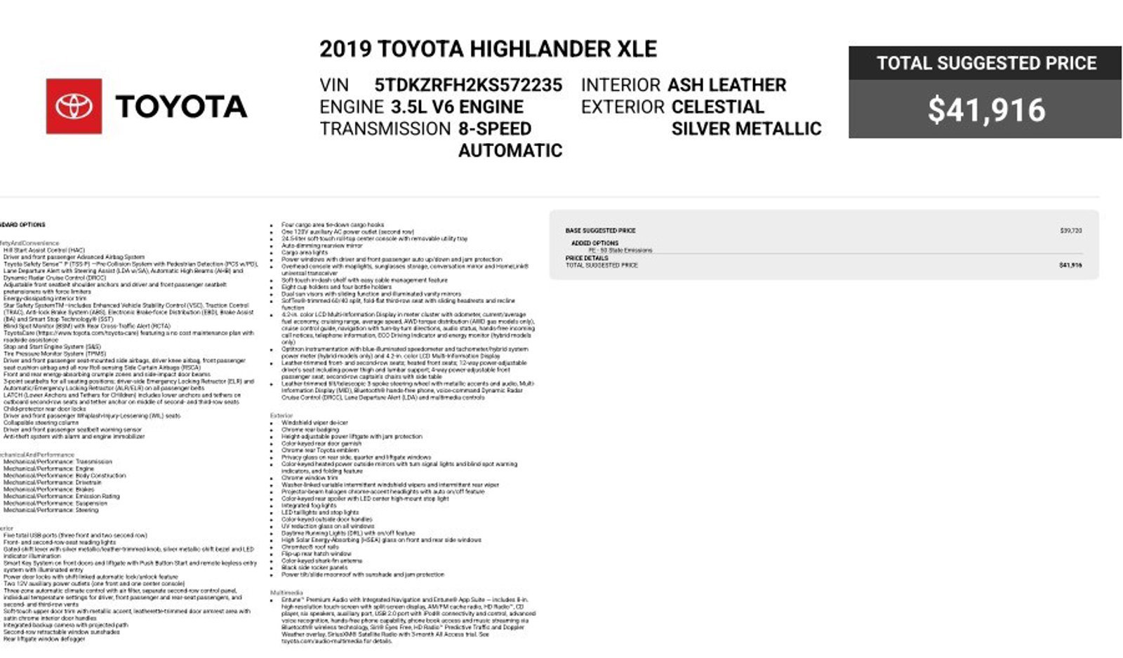 Used 2019 Toyota Highlander XLE FWD image 3