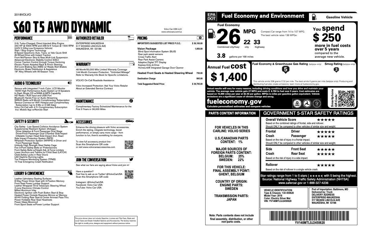 Used 2018 Volvo S60 T5 Dynamic w/ Vision Package image 2