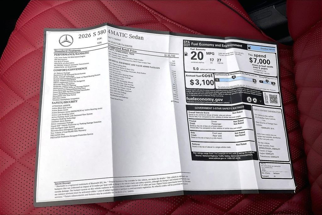 New 2026 Mercedes-Benz S 580 4MATIC Sedan image 13