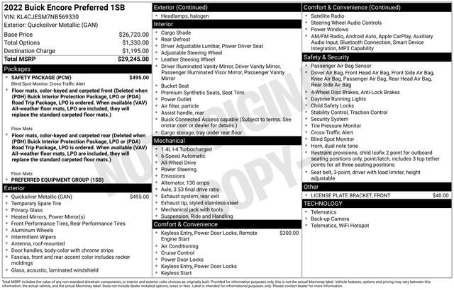 Used 2022 Buick Encore Preferred w/ Safety Package AWD/4WD image 3