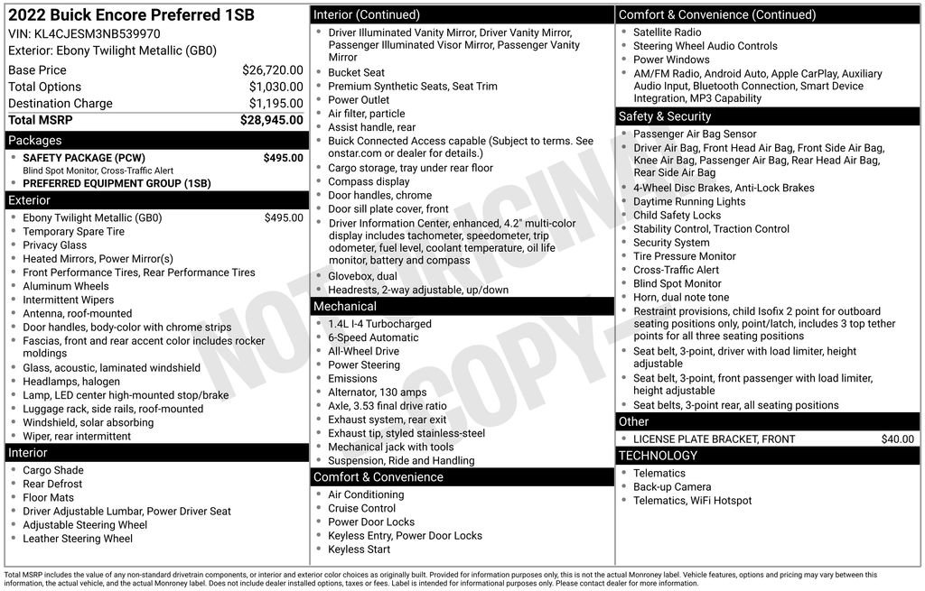 Used 2022 Buick Encore Preferred w/ Safety Package AWD/4WD image 5