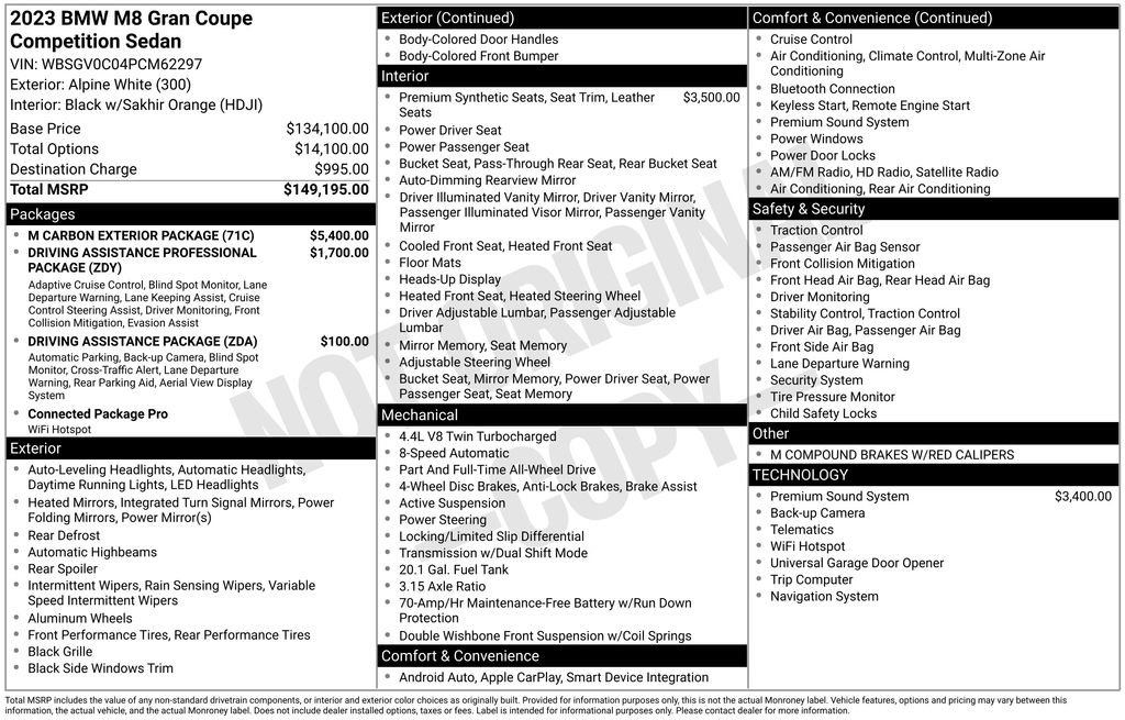 Used 2023 BMW M8 Gran Coupe xDrive Competition w/ M Carbon Exterior Package image 24