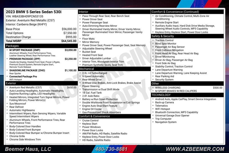 Used 2023 BMW 530i w/ M Sport Package RWD image 3