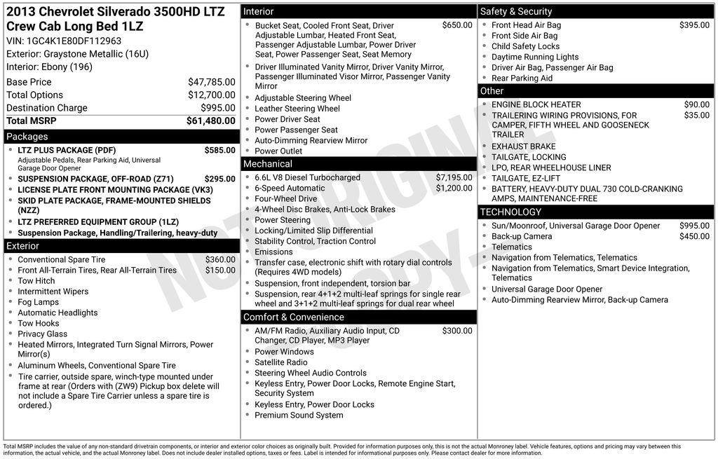 Used 2013 Chevrolet Silverado 3500 LTZ w/ LTZ Plus Package image 1