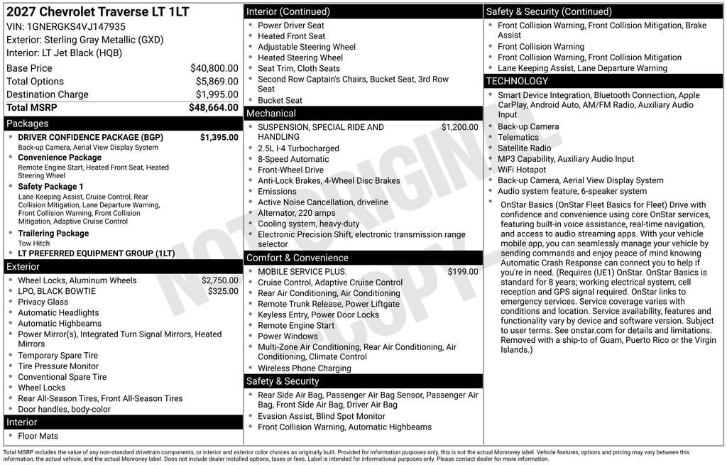 New 2027 Chevrolet Traverse LT w/ Driver Confidence Package FWD image 11