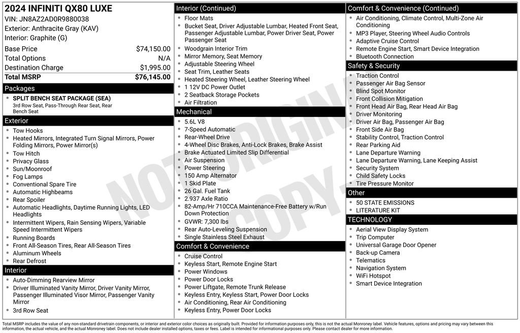 Used 2024 INFINITI QX80 Luxe image 59