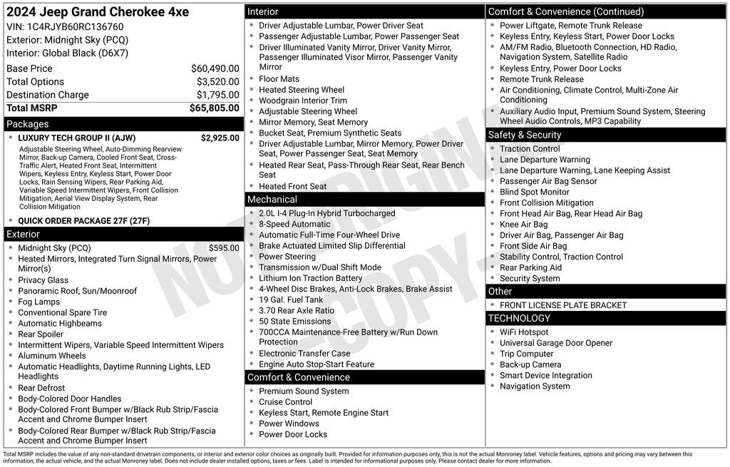 New 2024 Jeep Grand Cherokee Limited 4xe w/ Luxury Tech Group II image 6