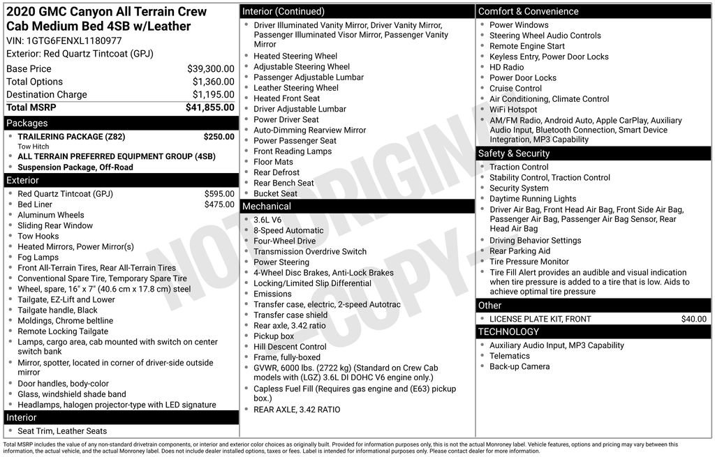 Certified 2020 GMC Canyon All Terrain w/ Trailering Package AWD/4WD image 5