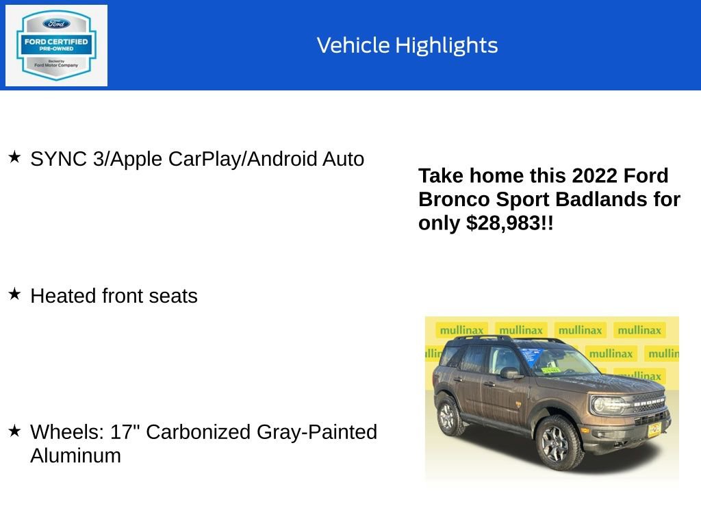 Certified 2022 Ford Bronco Sport Badlands image 19