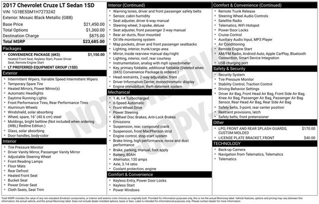 Used 2017 Chevrolet Cruze LT w/ Convenience Package image 20