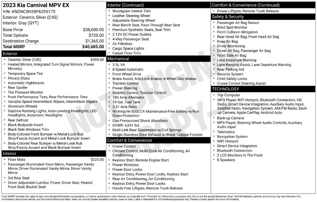 Used 2023 Kia Carnival EX FWD image 64