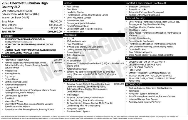 Used 2026 Chevrolet Suburban High Country AWD/4WD image 1