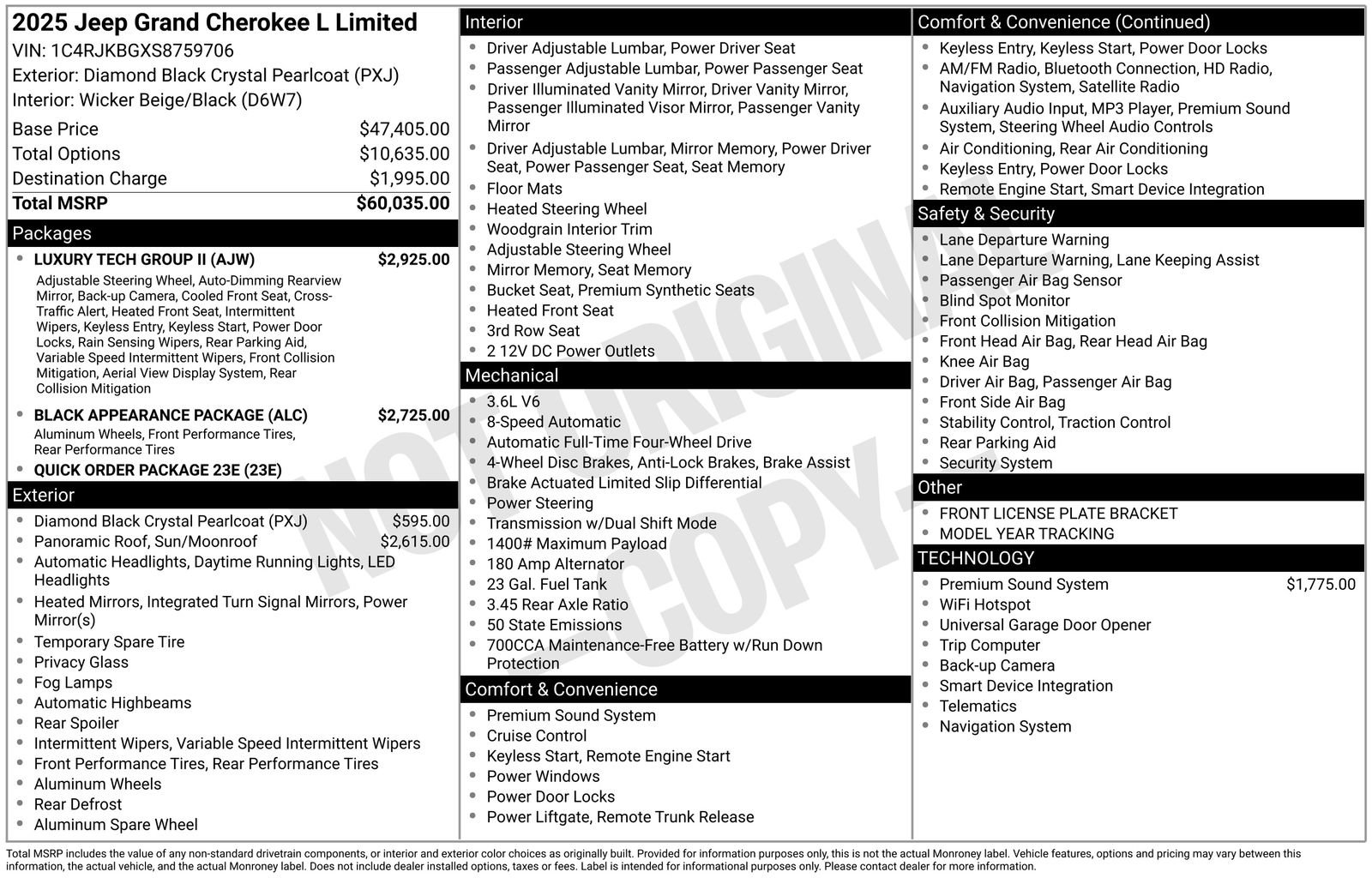 New 2025 Jeep Grand Cherokee L Limited w/ Luxury Tech Group II AWD/4WD image 4