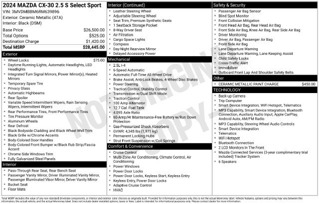 Used 2024 MAZDA CX-30 AWD 2.5 S w/ Select Sport Pkg image 9