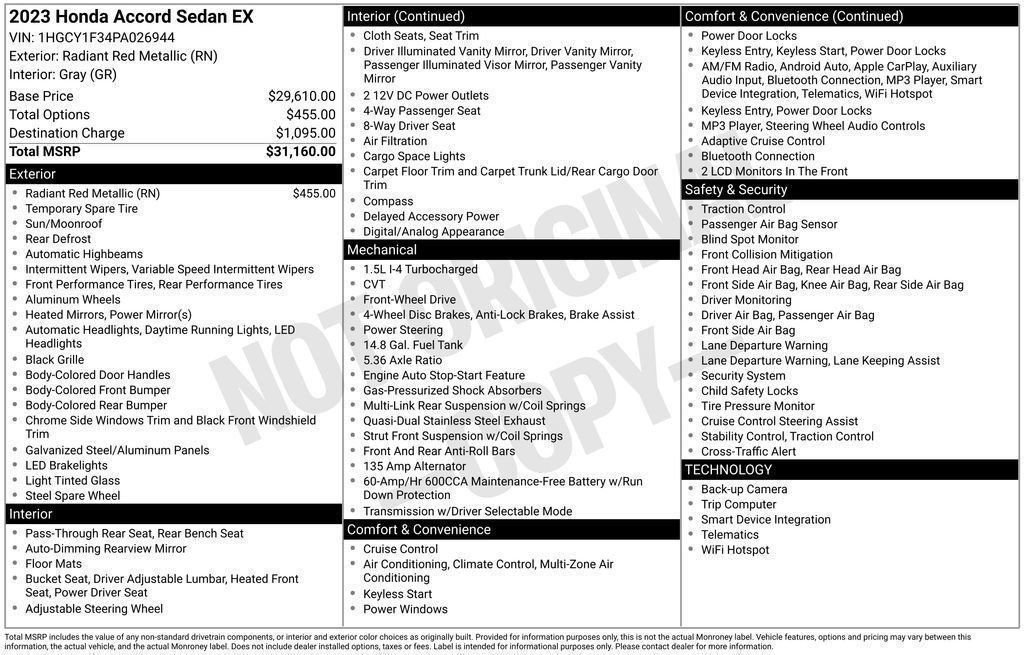 Used 2023 Honda Accord EX image 48