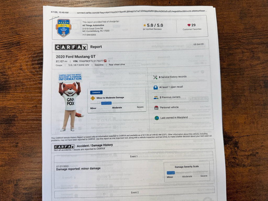 Used 2020 Ford Mustang GT Premium w/ GT Performance Package RWD image 34