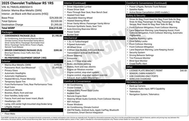 Used 2025 Chevrolet TrailBlazer RS w/ Convenience Package AWD/4WD image 37