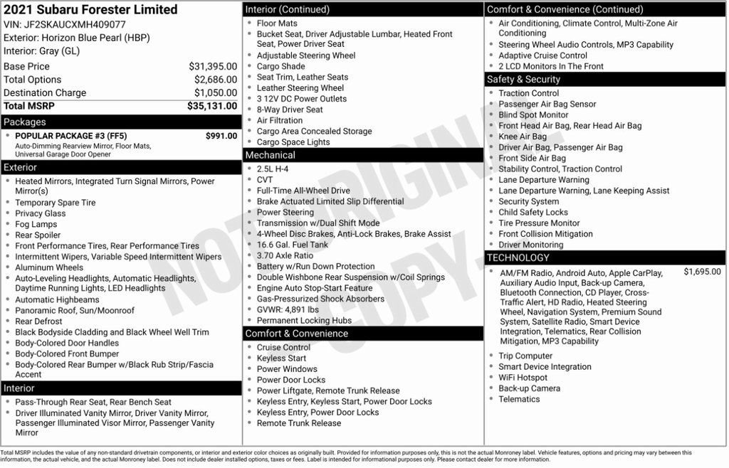 Used 2021 Subaru Forester Limited w/ Popular Package #3 image 13