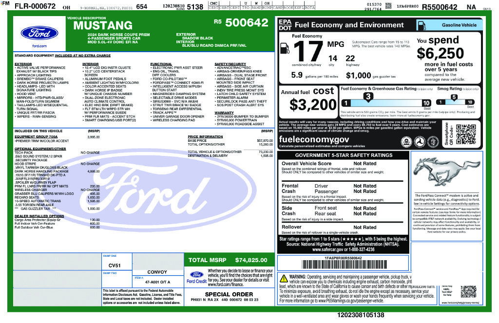 Used 2024 Ford Mustang Dark Horse w/ Dark Horse Handlin Package RWD image 2