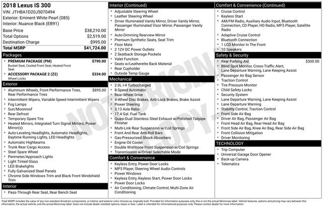 Used 2018 Lexus IS 300 w/ Premium Package RWD image 19