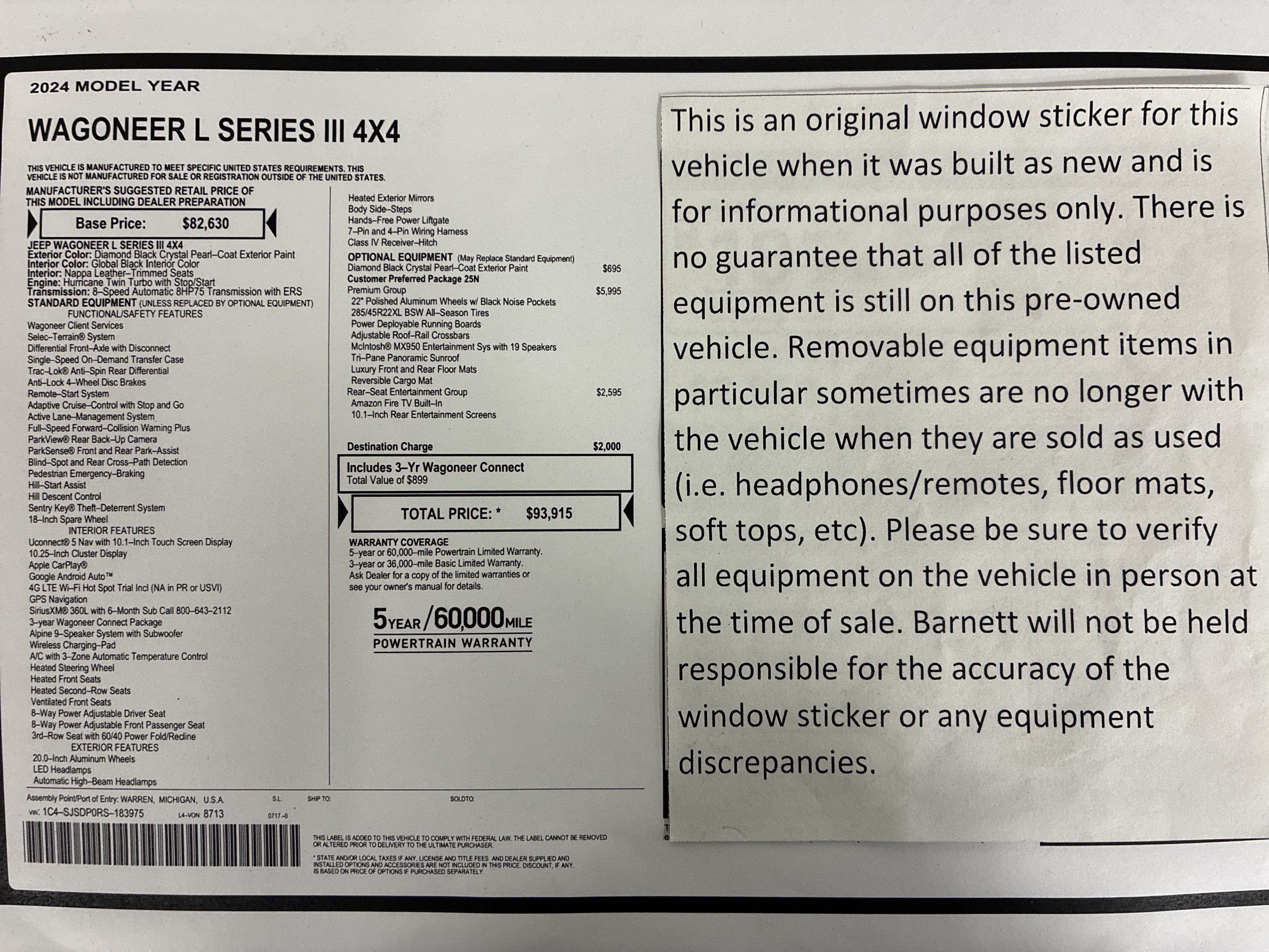 Certified 2024 Jeep Wagoneer L Series III w/ Premium Group I AWD/4WD image 2