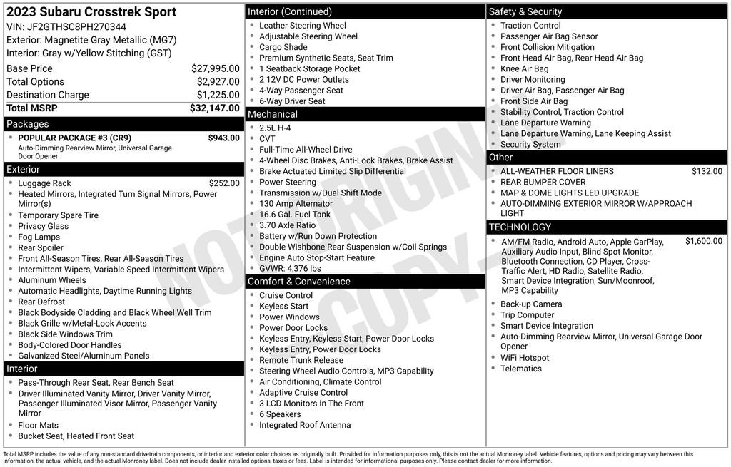 Used 2023 Subaru Crosstrek 2.5i Sport w/ Popular Package #3 image 31