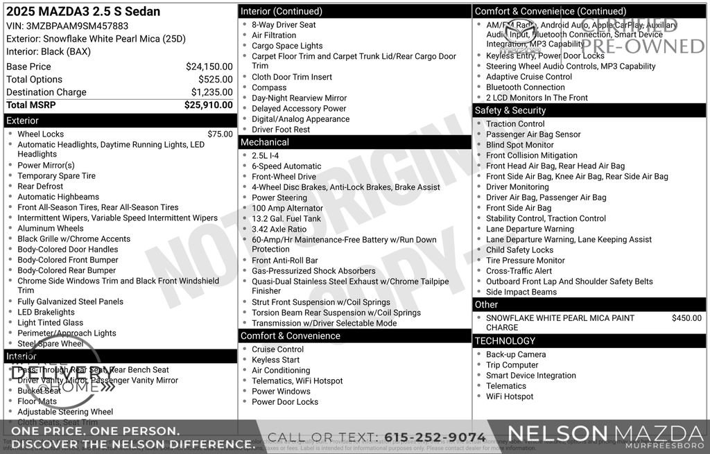 Certified 2025 MAZDA MAZDA3 s FWD image 2