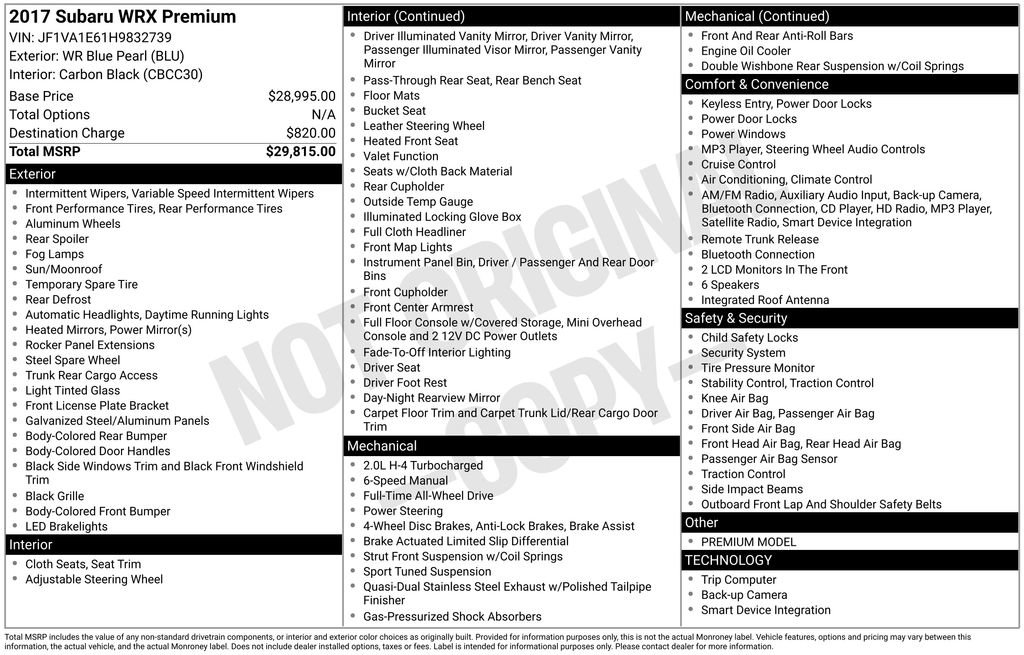 Used 2017 Subaru WRX Premium image 13