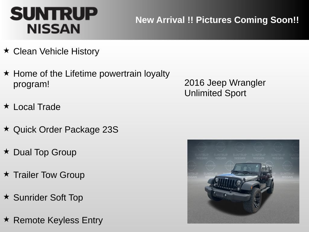 Used 2016 Jeep Wrangler Unlimited Sport w/ Dual Top Group AWD/4WD image 5