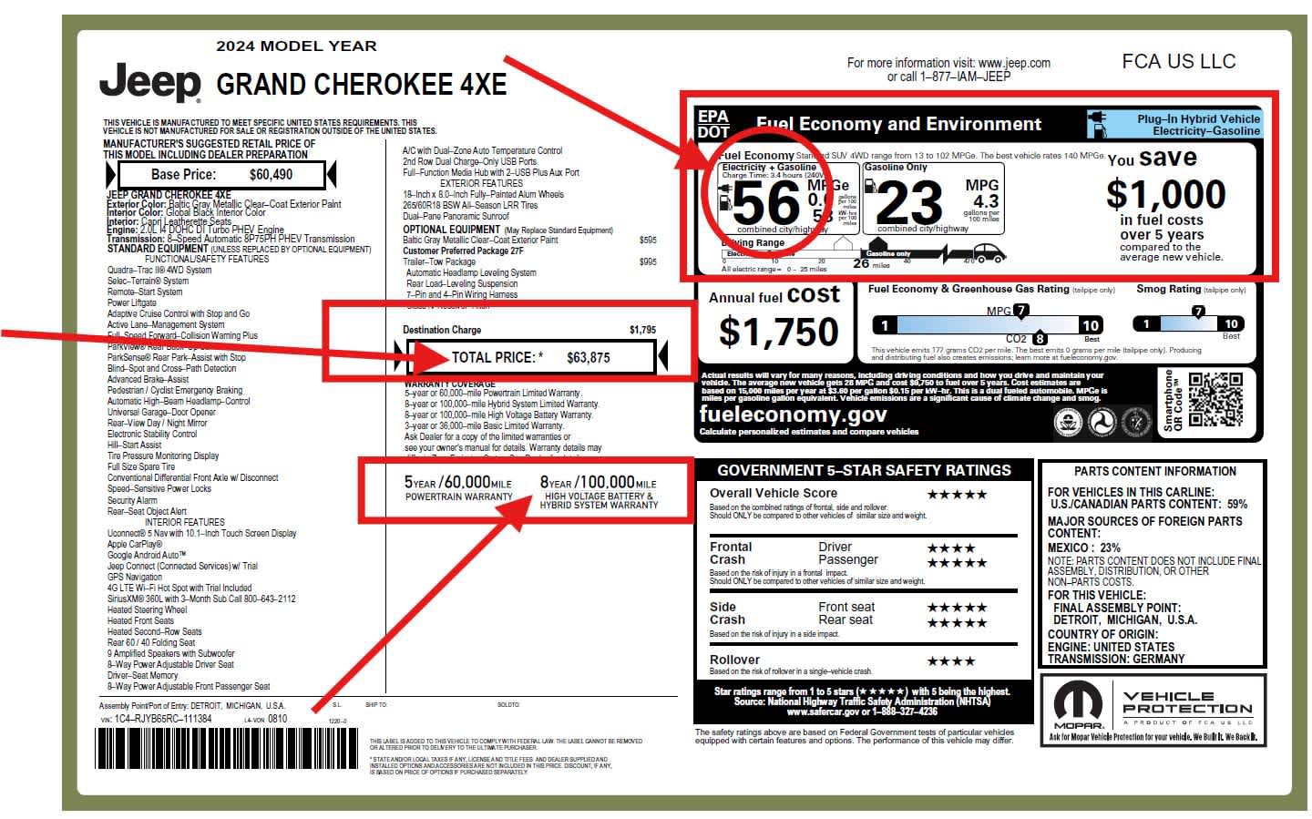 Used 2024 Jeep Grand Cherokee Limited 4xe w/ Trailer Tow Package AWD/4WD image 32