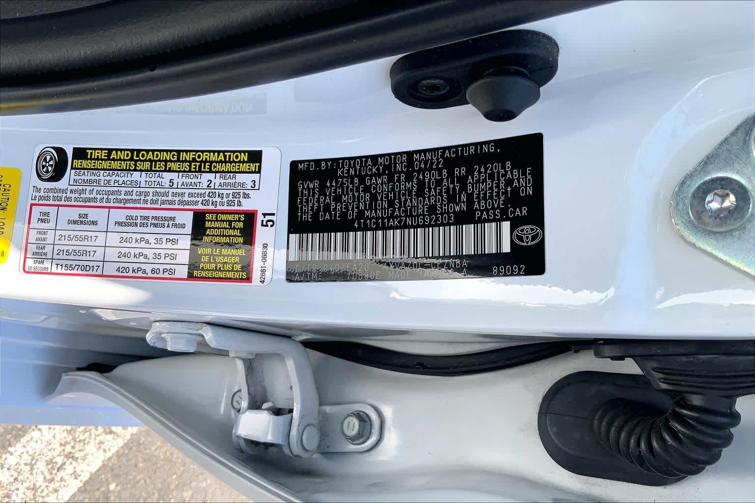 Certified 2022 Toyota Camry LE w/ Carpet Mat Package (TMS) FWD image 34