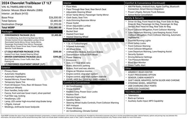 Used 2024 Chevrolet TrailBlazer LT w/ Convenience Package AWD/4WD image 24