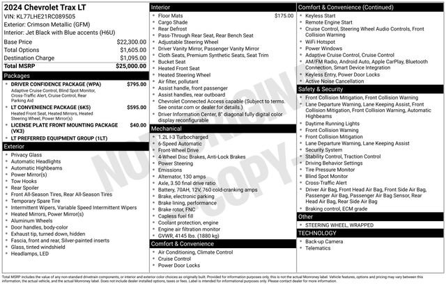 Used 2024 Chevrolet Trax LT w/ Driver Confidence Package FWD image 12