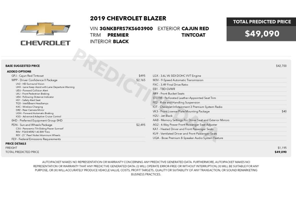 Used 2019 Chevrolet Blazer Premier w/ Sun and Wheels Package FWD image 2