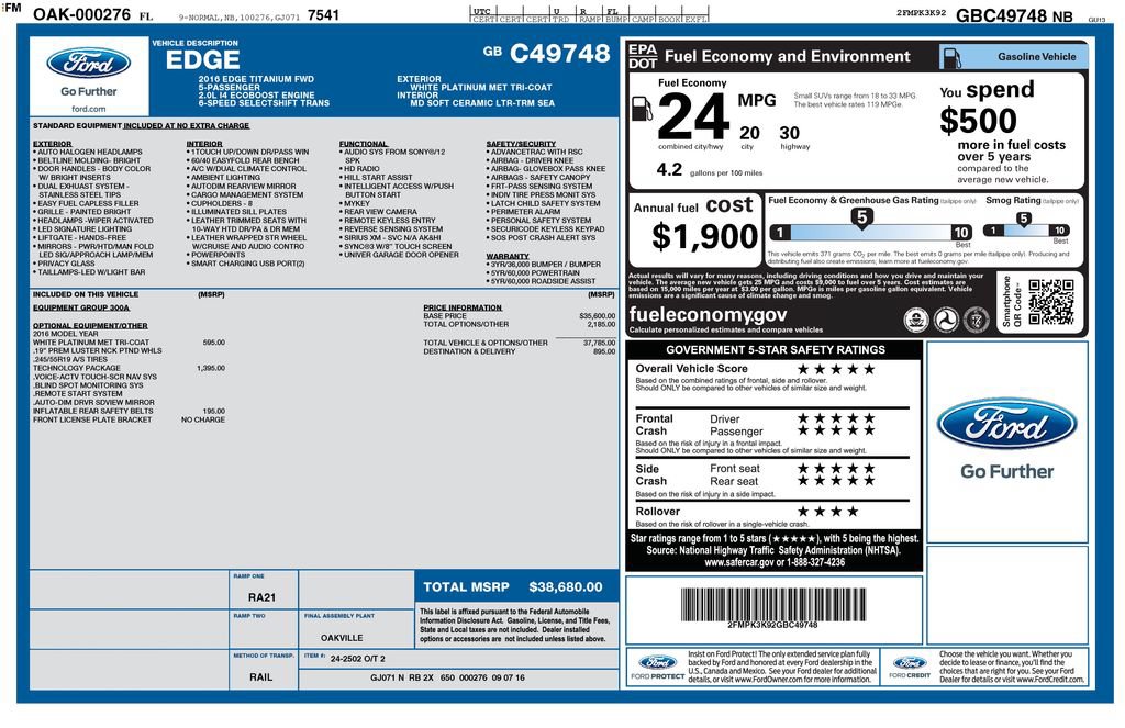 Used 2016 Ford Edge Titanium w/ Technology Package FWD image 5