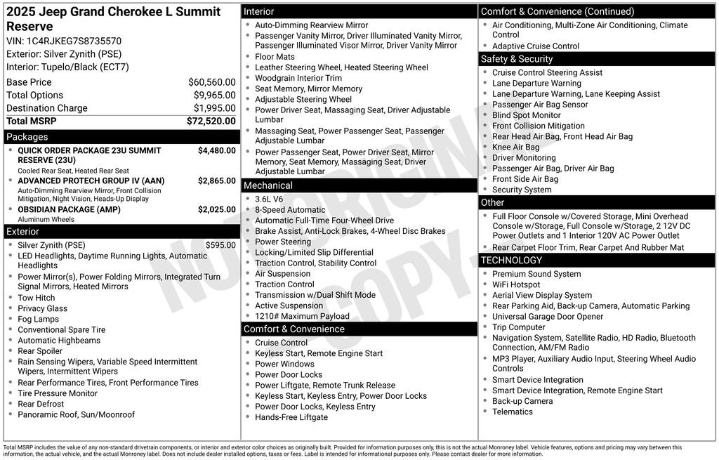Certified 2025 Jeep Grand Cherokee L Summit AWD/4WD image 46