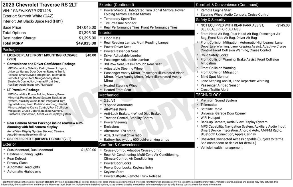 Used 2023 Chevrolet Traverse RS AWD/4WD image 39