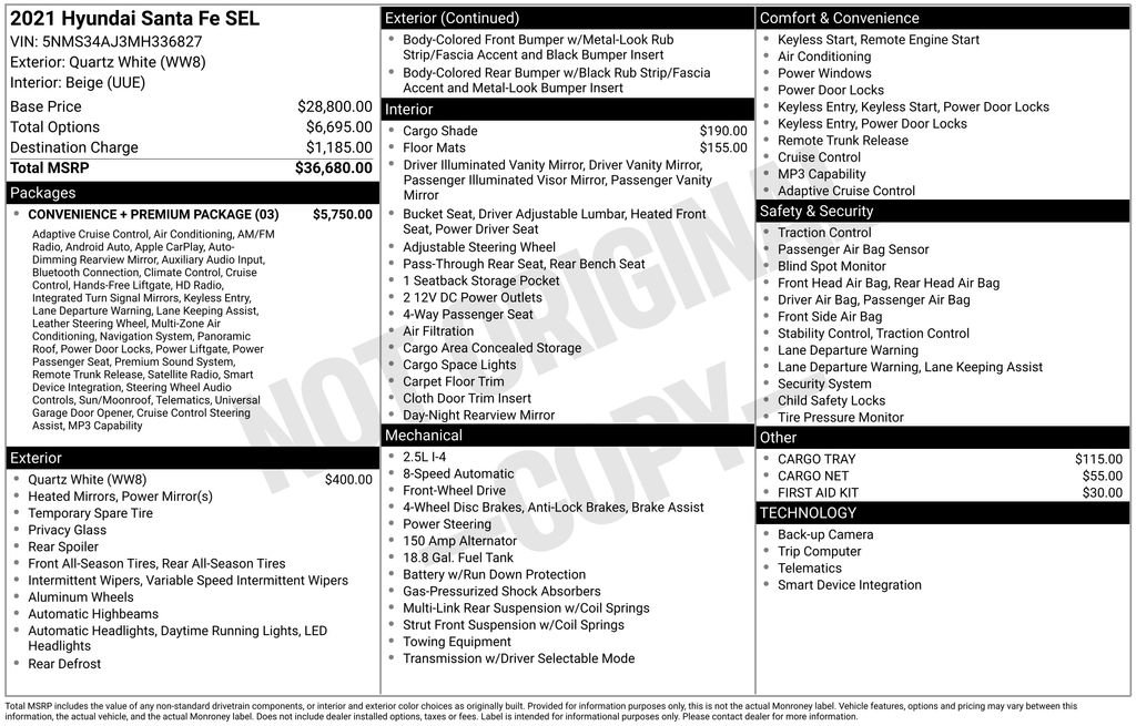 Used 2021 Hyundai Santa Fe SEL w/ Convenience + Premium Package FWD image 19