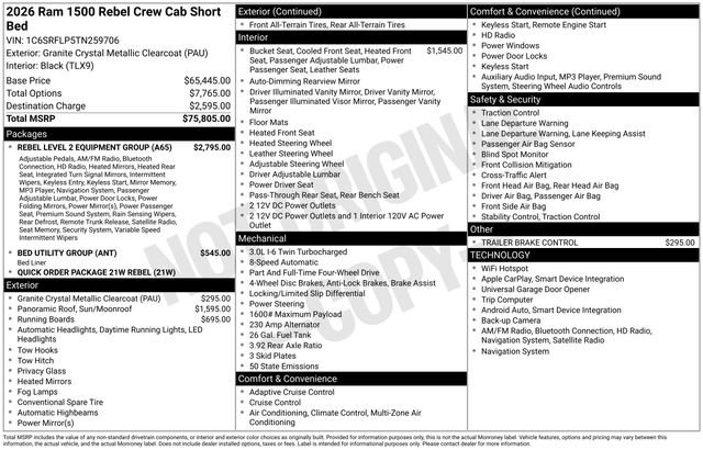 New 2026 RAM 1500 Rebel w/ Rebel Level 2 Equipment Group AWD/4WD image 39