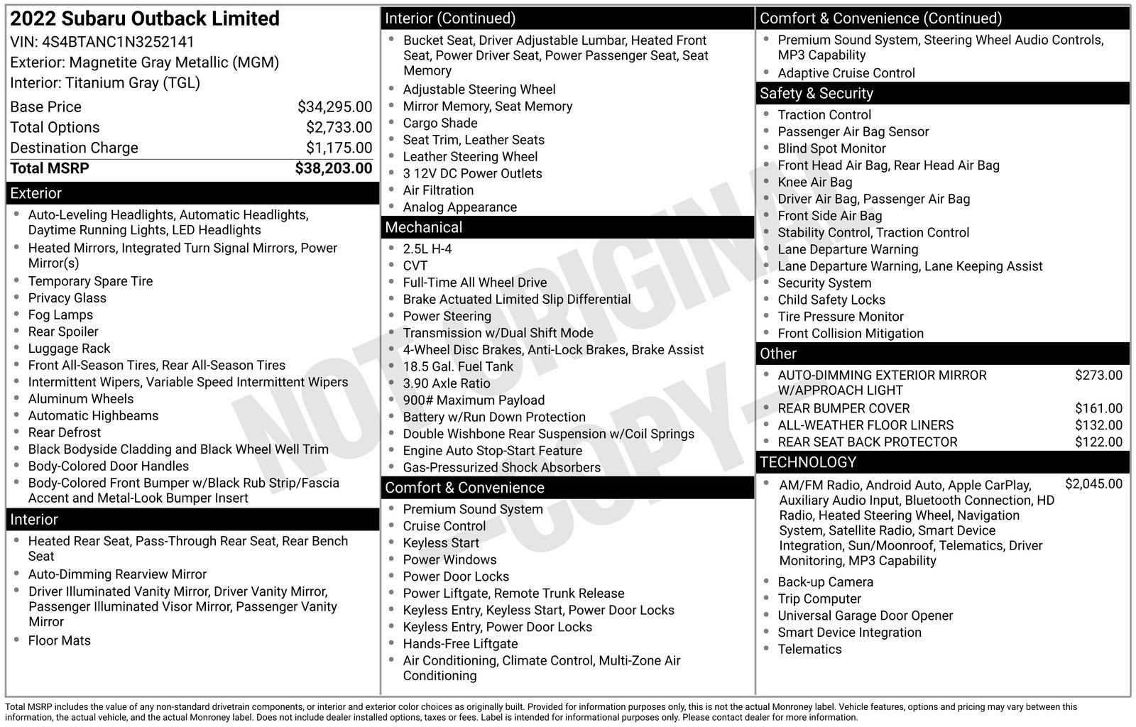 Certified 2022 Subaru Outback Limited AWD/4WD image 23