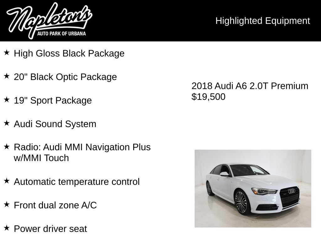 Used 2018 Audi A6 2.0T Premium w/ 20" Black Optic Package AWD/4WD image 15