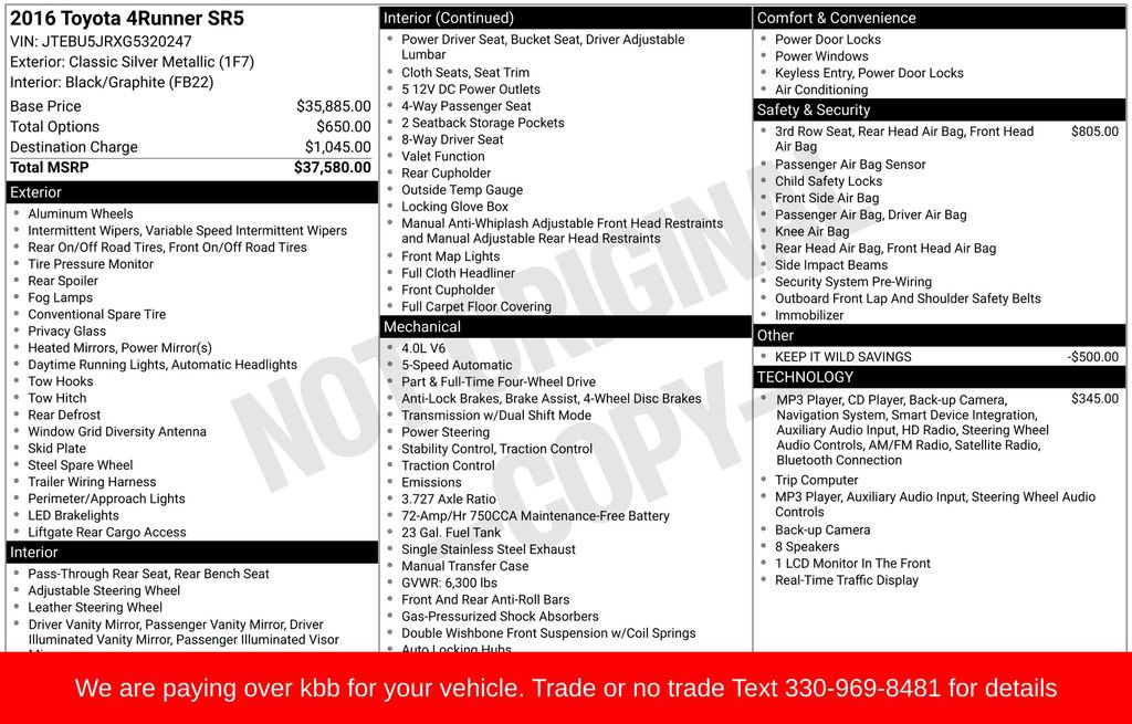 Used 2016 Toyota 4Runner SR5 AWD/4WD image 19