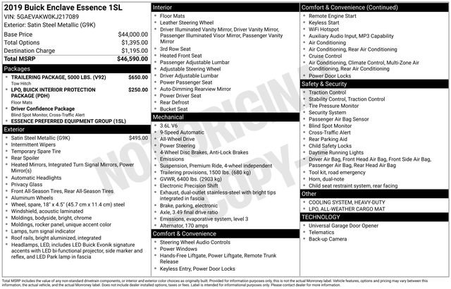 Used 2019 Buick Enclave Essence w/ Trailering Package, 5000 lbs. AWD/4WD image 38